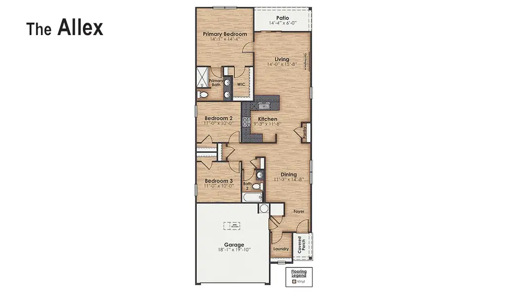2D floor plan layout of this home in Lockwood Landing, Supply, NC (Image 4).