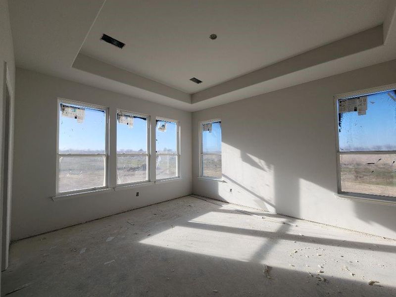 Spare room featuring a raised ceiling