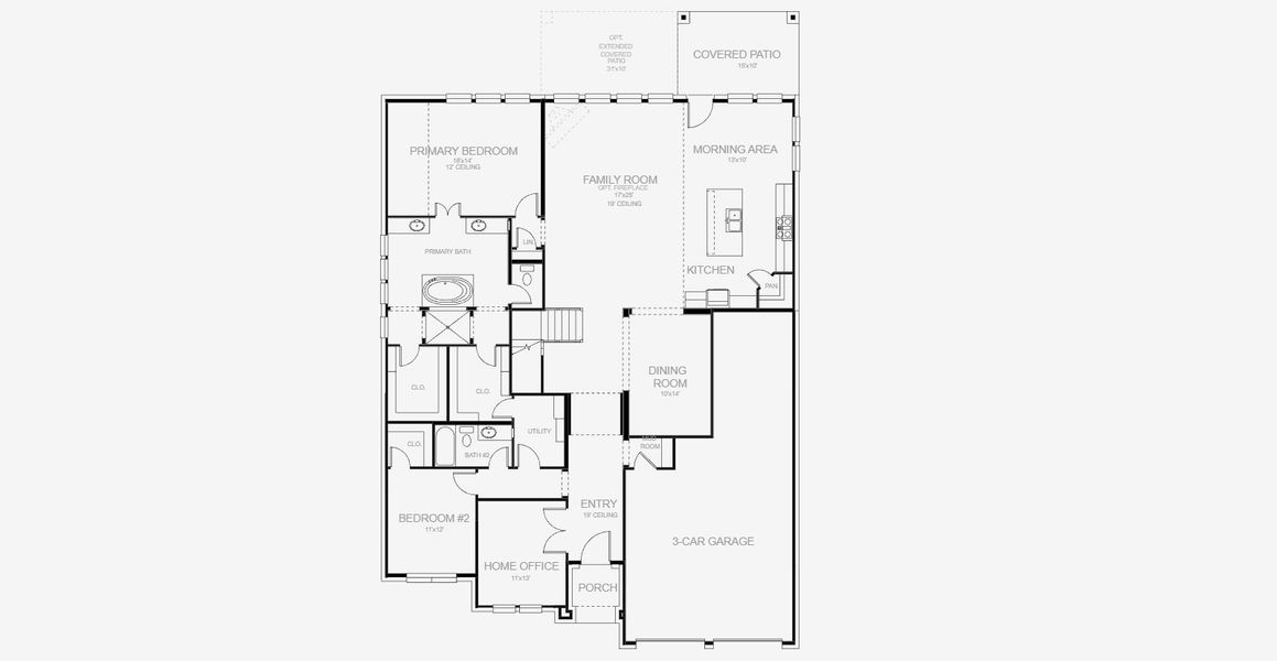 2D floor plan layout for the 3568W by Perry Homes in Katy Court, Katy, TX (Image 4).