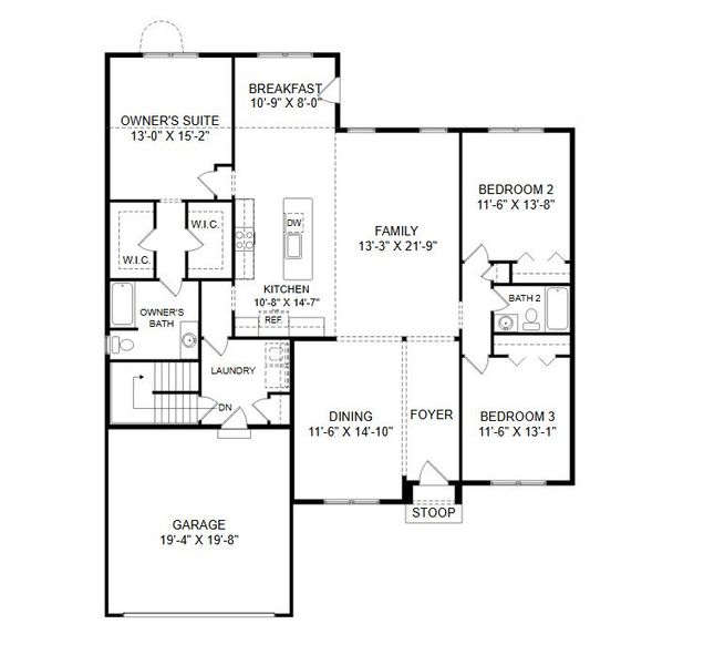 2D floor plan layout for the Arcadia by Keystone Custom Homes in Preserve at Mayes Meadow, Cornelius, NC (Image 7).