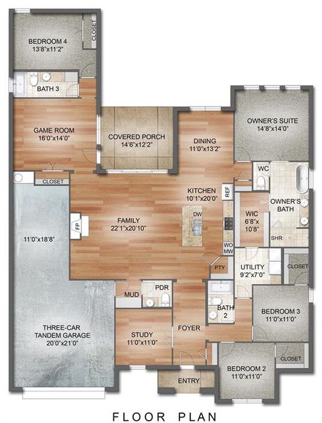 2D floor plan layout of this home in Coyote Crossing, Godley, TX (Image 3). 2D floor plan layout of this home in Coyote Crossing, Godley, TX (Image 3).