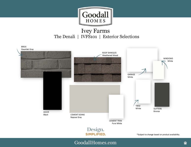 Sample of building materials used in homes in Ivey Farms, Farragut (Image 4). Sample of building materials used in homes in Ivey Farms, Farragut (Image 4).