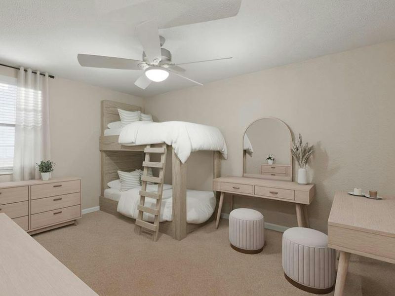Secondary bedrooms provide space for everyone in your household.