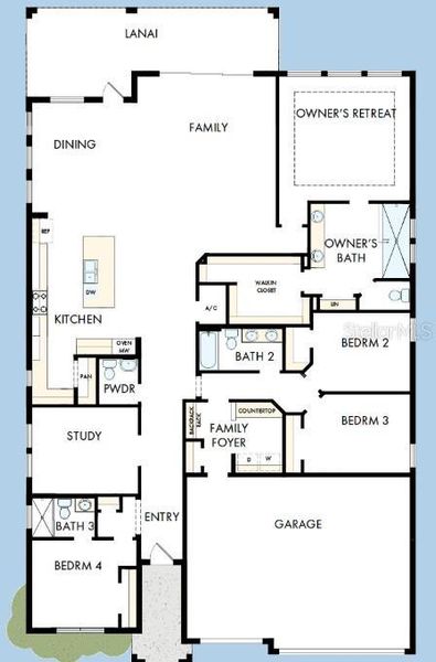 2D floor plan layout of this home in Lakeview Crossing – Classic Series, Sarasota, FL (Image 4).