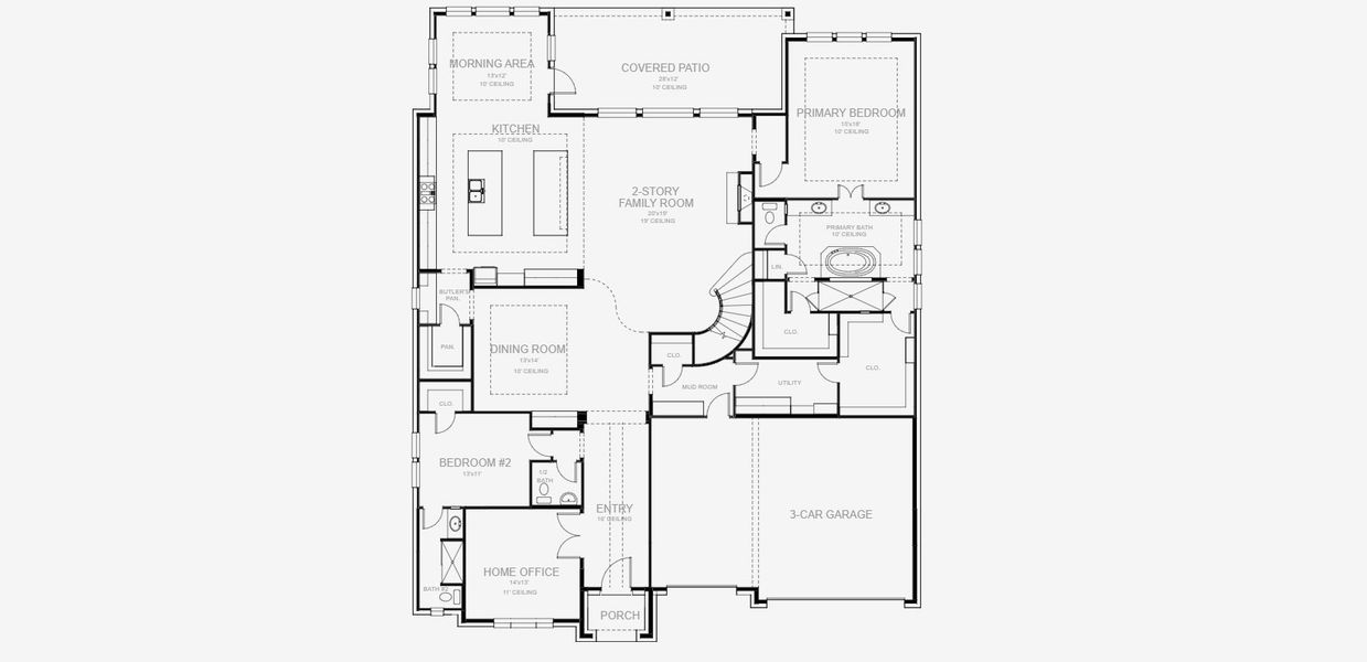 2D floor plan layout for the 4994W by Perry Homes in Jubilee 80', Hockley, TX (Image 4). 2D floor plan layout for the 4994W by Perry Homes in Jubilee 80', Hockley, TX (Image 4).