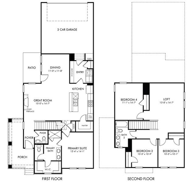 2D floor plan layout for the Georgetown by Meritage Homes in Poplar Farms, Franklin, TN (Image 3).