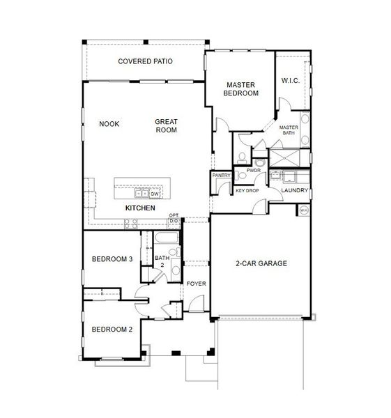 2D floor plan layout for the Residence One by Porchlight Homes in Preserve At The Highline, Phoenix, AZ (Image 2). 2D floor plan layout for the Residence One by Porchlight Homes in Preserve At The Highline, Phoenix, AZ (Image 2).