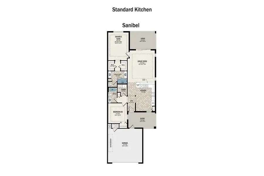 2D floor plan layout of this home in Watercolor Place, Bradenton, FL (Image 2).
