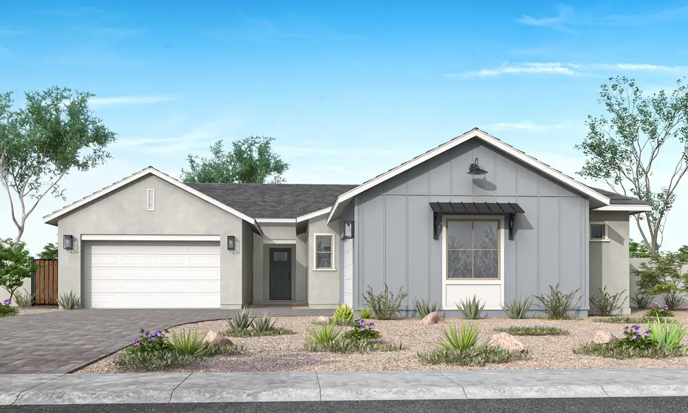 Representative exterior photo of a completed home built from the Pecan Plan 60-4 by Tri Pointe Homes in Abel Ranch, Goodyear, AZ (Image 1). Representative exterior photo of a completed home built from the Pecan Plan 60-4 by Tri Pointe Homes in Abel Ranch, Goodyear, AZ (Image 1).