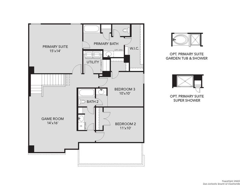 2D floor plan layout of this home in Cinco Lakes, San Antonio, TX (Image 3).
