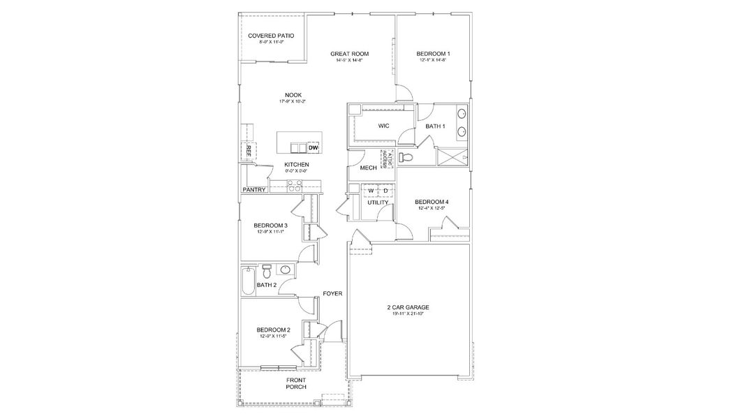 2D floor plan layout for the Chatham by D.R. Horton in Vantage, Berthoud, CO (Image 3).
