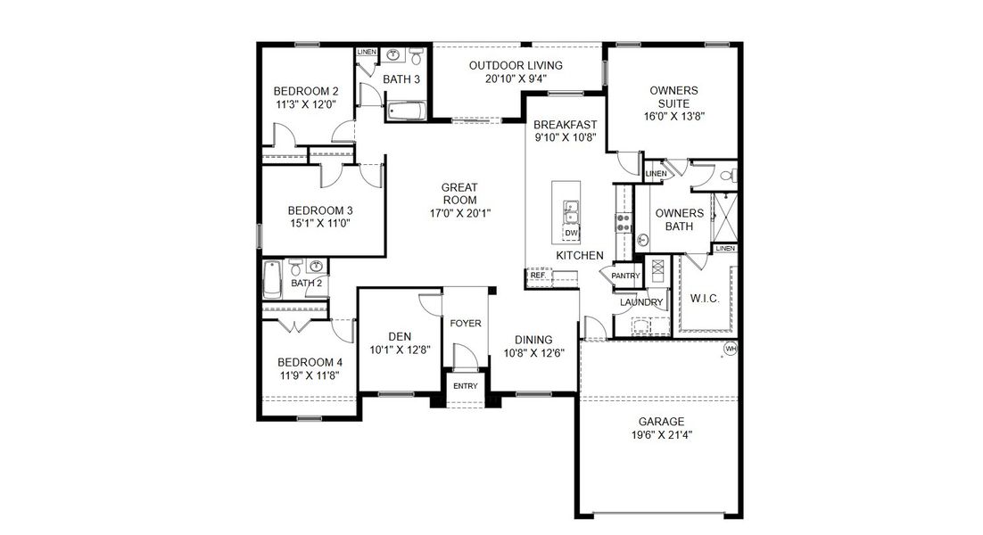 2D floor plan layout for the Charlotte by Holiday Builders in Port Charlotte, Port Charlotte, FL (Image 3).