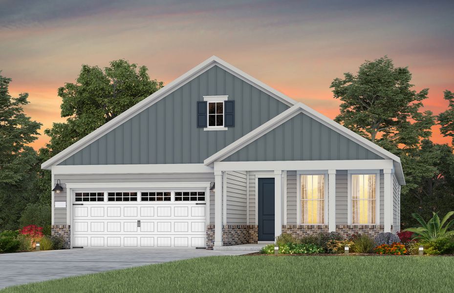 Representative exterior photo of a completed home built from the Mystique by Del Webb in Del Webb at Chatham Park, Pittsboro, NC (Image 21).