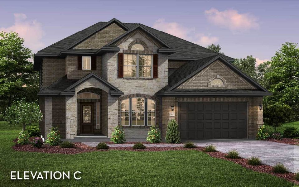 Representative exterior photo of a completed home built from the Laguna II by CastleRock Communities in Horizon Lakes, McLendon-Chisholm, TX (Image 21). Representative exterior photo of a completed home built from the Laguna II by CastleRock Communities in Horizon Lakes, McLendon-Chisholm, TX (Image 21).