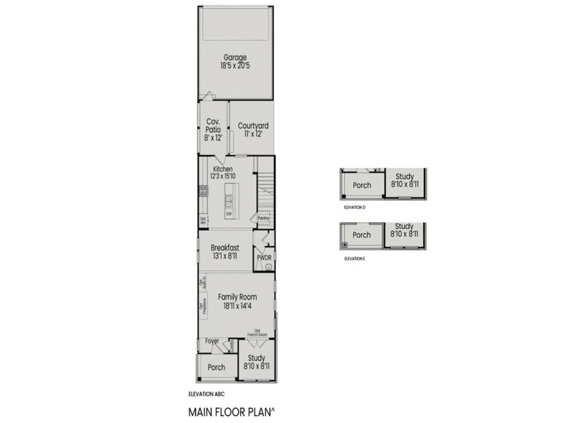 2D floor plan layout for the The Burke C by Davidson Homes LLC in Forestville Yard, Knightdale, NC (Image 3).