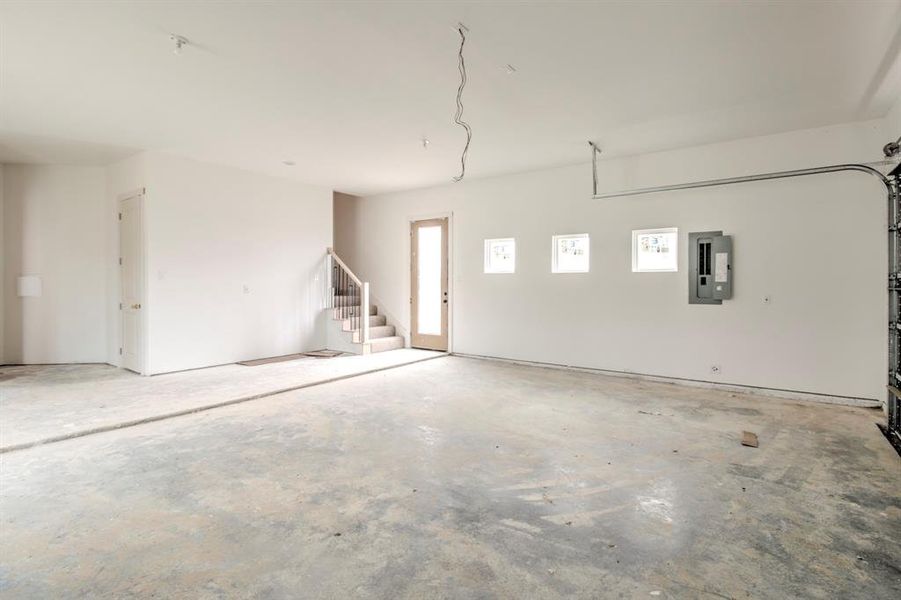 Garage with electric panel Garage with electric panel