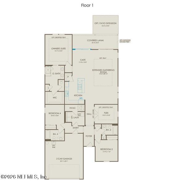 2D floor plan layout of this home in The Landings at Saint Johns, St. Johns, FL (Image 4).