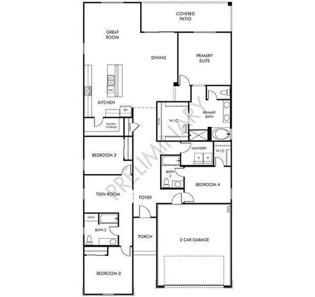 2D floor plan layout of this home in Rancho Mirage Reserve Series, Maricopa, AZ (Image 3).