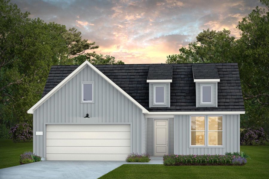 Front exterior of a new home in Sun City Texas, Georgetown, TX, highlighting curb appeal (Image 19).