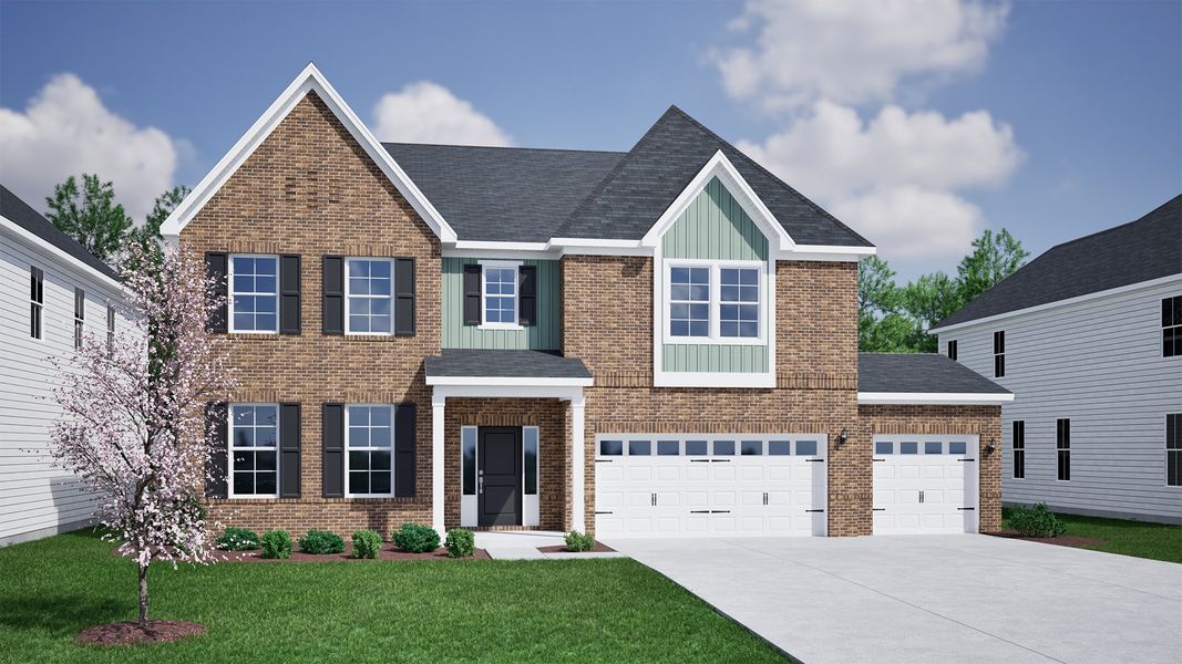 Representative exterior photo of a completed home built from the Yates II - Vanguard Collection by Mungo Homes in Scotts Hill Village, Wilmington, NC (Image 26).