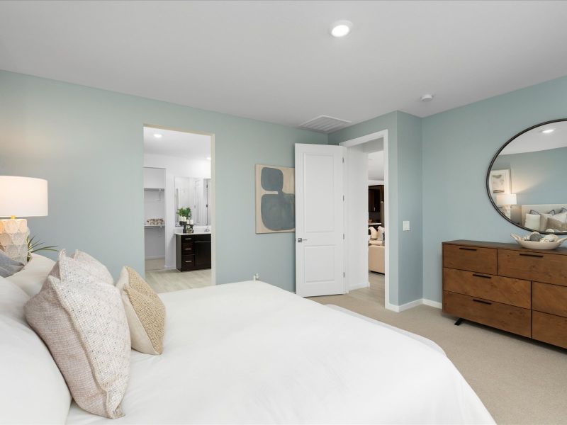 Primary Bedroom in Bailey Floorplan modeled at El Cidro