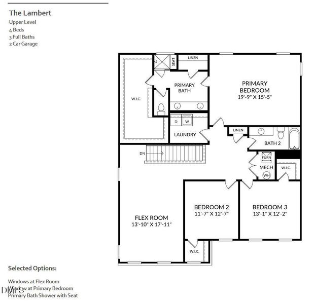 LOT 92 UPPER LEVEL FLOOR PLAN