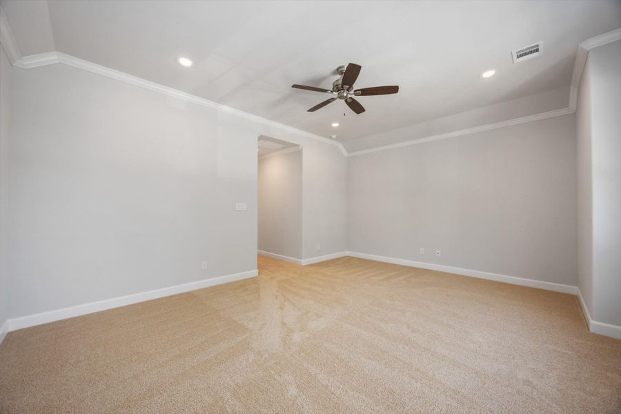 Master Class Storage: Relish the grandeur of a spacious primary suite, where comfort meets sophistication with a breezy ceiling fan and dual walk-in closets to indulge your wardrobe. Master Class Storage: Relish the grandeur of a spacious primary suite, where comfort meets sophistication with a breezy ceiling fan and dual walk-in closets to indulge your wardrobe.