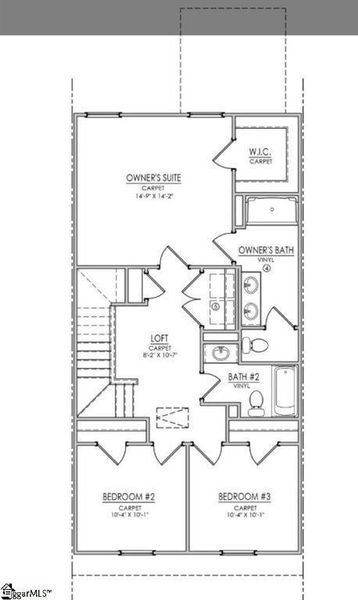 2D floor plan layout of this home in Meece Townhomes, Easley, SC (Image 3).