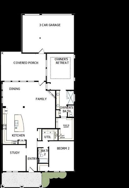 2D floor plan layout of this home in Elements at Viridian - Traditional Series, Arlington, TX (Image 3).