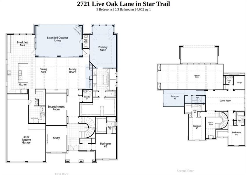 2D floor plan layout of this home in Star Trail, Prosper, TX (Image 3).