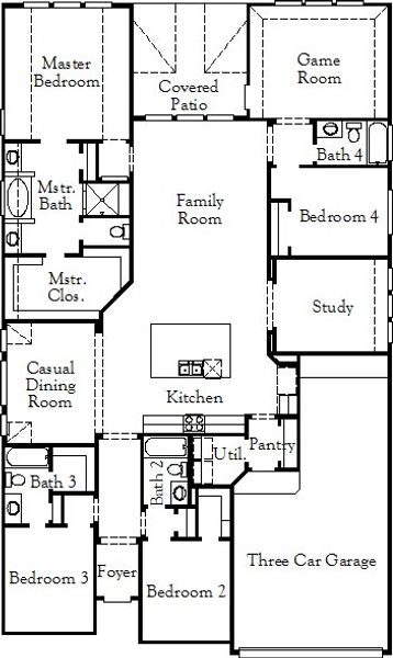 Includes Brick Back, Separate Shower and Tub, Covered Rear Patio w/Brick Columns, 8' Front Door Option (May Change WindowsPer Plan)