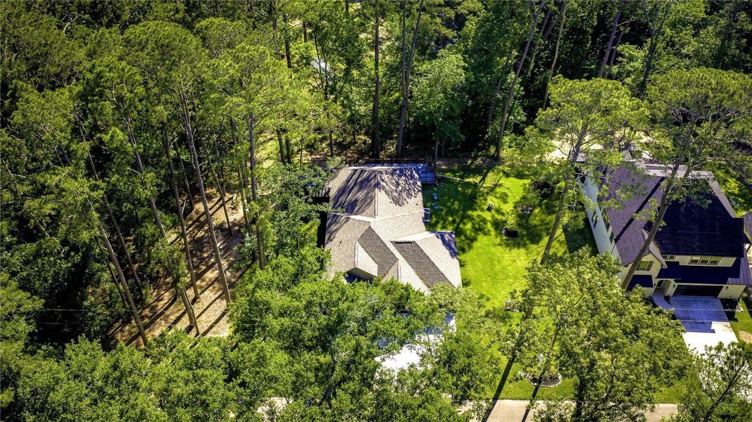 Aerial Overhead of Roof and Side Yard / Fire Pit Area Aerial Overhead of Roof and Side Yard / Fire Pit Area