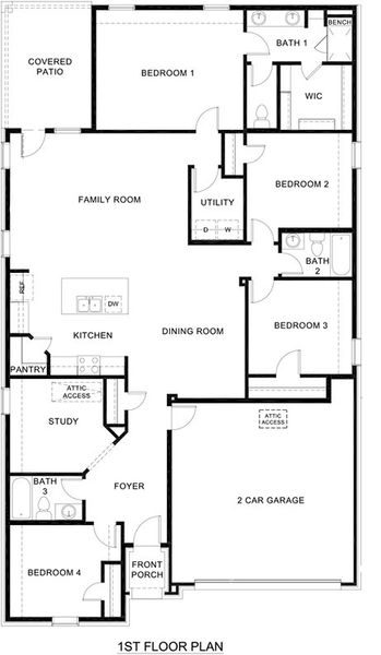 2D floor plan layout of this home in Bel Air Village, Sherman, TX (Image 2).