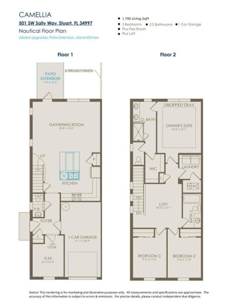 501 SW Sally Way_Nautical FLOOR PLAN w K 501 SW Sally Way_Nautical FLOOR PLAN w K