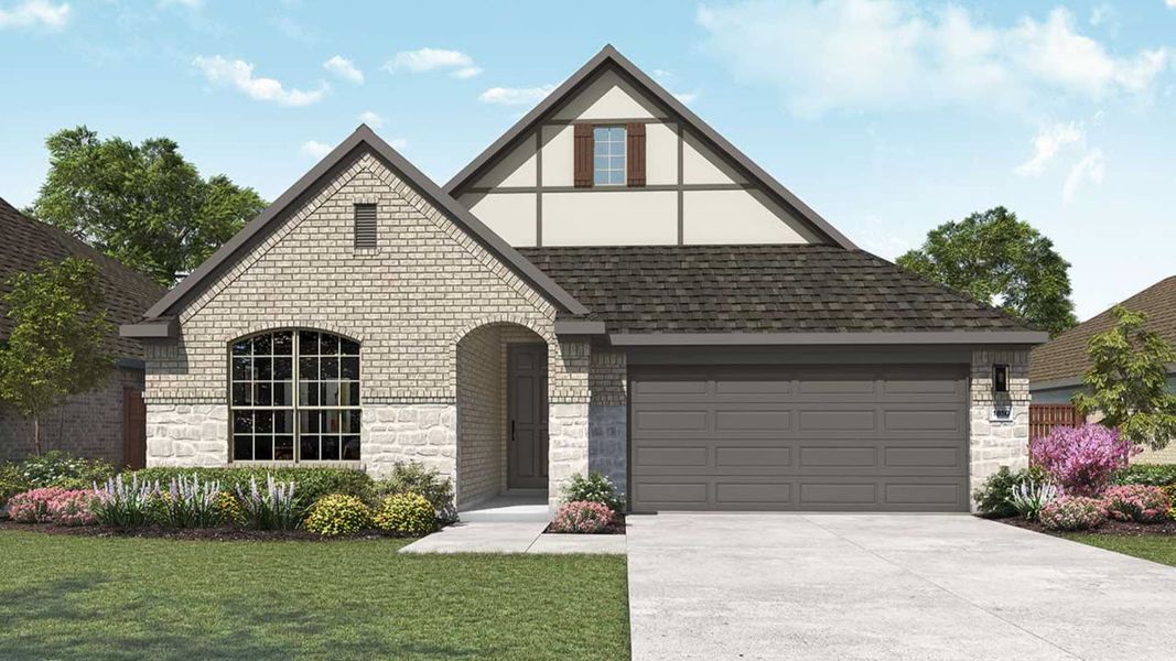 Representative exterior photo of a completed home built from the Mahogany by DRB Homes in Devine Landing, Leander, TX (Image 4). Representative exterior photo of a completed home built from the Mahogany by DRB Homes in Devine Landing, Leander, TX (Image 4).