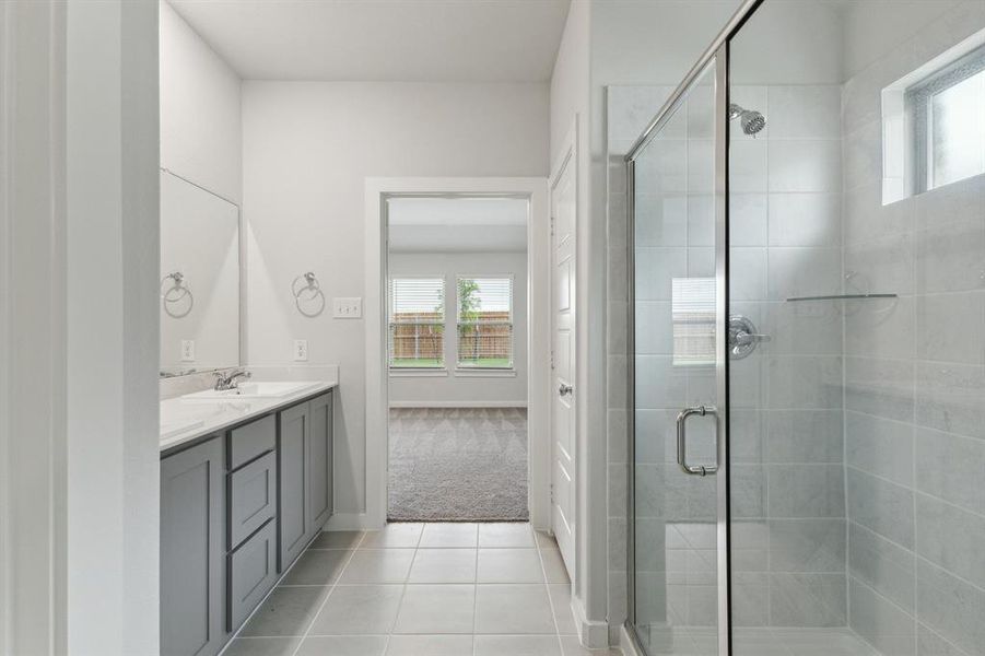 Primary Bathroom in the Oscar home plan by Trophy Signature Homes – REPRESENTATIVE PHOTO Primary Bathroom in the Oscar home plan by Trophy Signature Homes – REPRESENTATIVE PHOTO