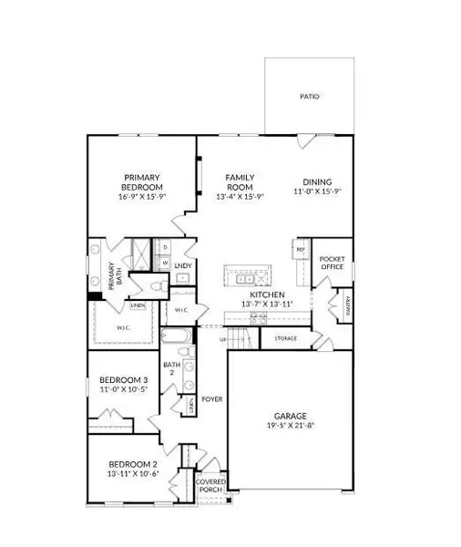 2D floor plan layout of this home in Rhodes Glen, Lawrenceville, GA (Image 3).