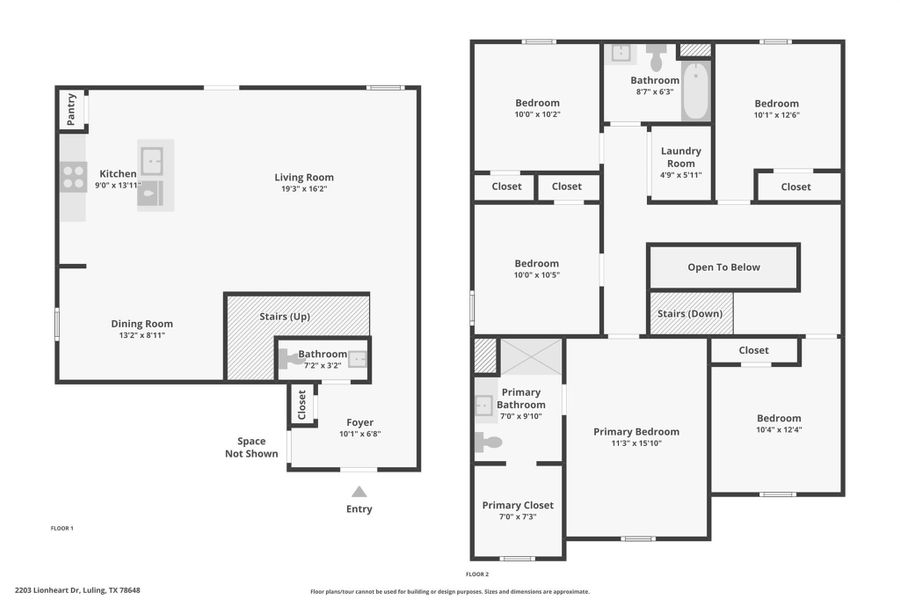 2D floor plan layout of this home in Ladera, Luling, TX (Image 3).