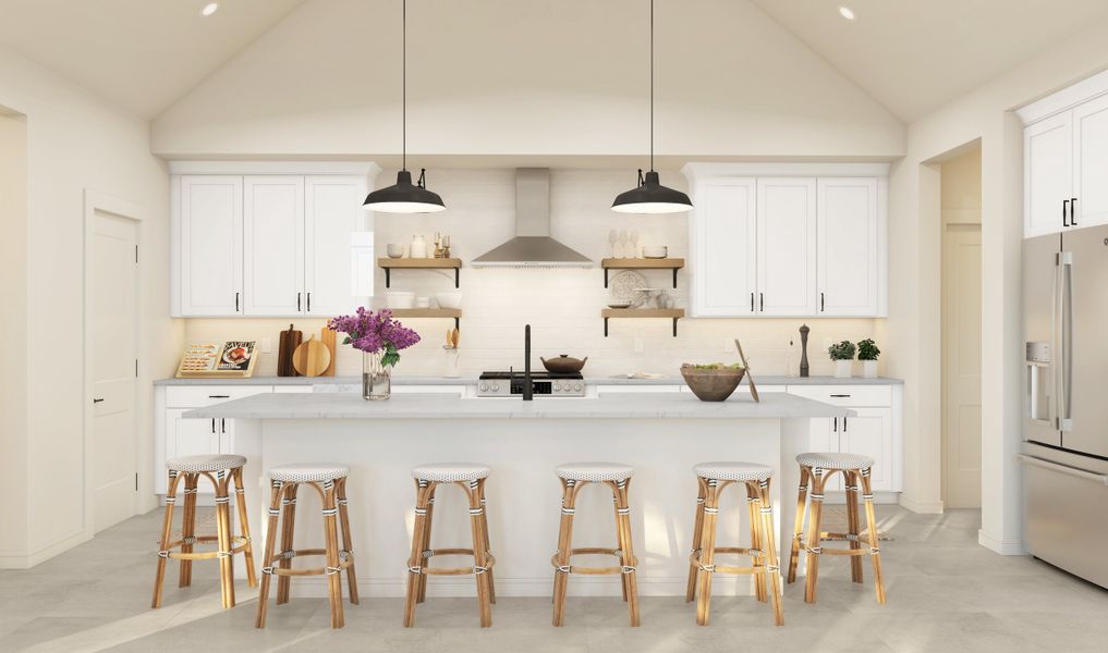 Kitchen with pendant lights