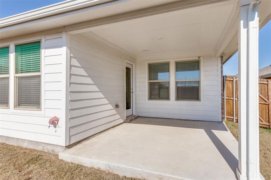 Patio off of back door to the backyard