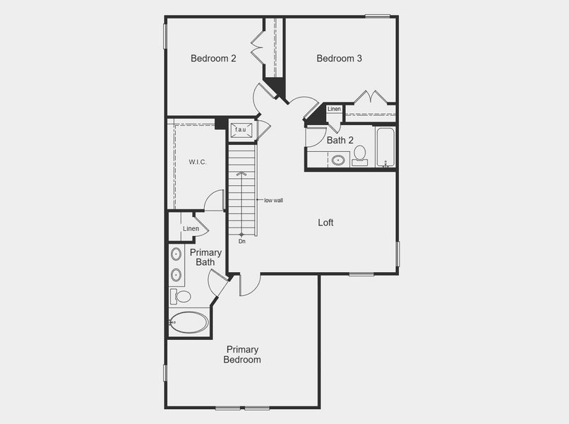 2D floor plan layout for the 1907 by KB Home in Madera Trails, New Caney, TX (Image 3).