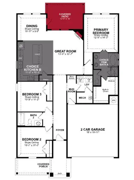 2D floor plan layout of this home in Lake Pointe, Little Elm, TX (Image 2).