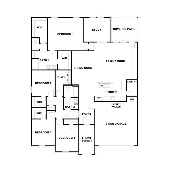 2D floor plan layout for the The Holden by D.R. Horton in Rosenbusch Ranch, Leander, TX (Image 3). 2D floor plan layout for the The Holden by D.R. Horton in Rosenbusch Ranch, Leander, TX (Image 3).