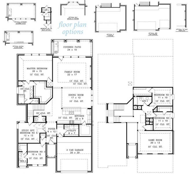 2D floor plan layout for the Bluebell 3392 by J. Patrick Homes in Jubilee, Hockley, TX (Image 3).
