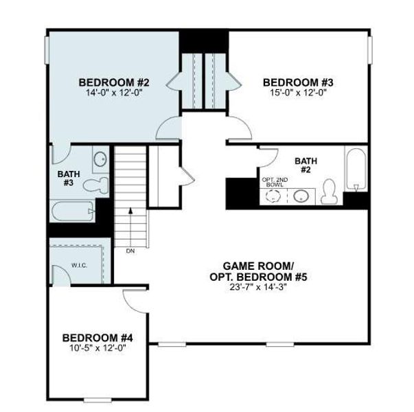2D floor plan layout of this home in Miller's Pond, Rosenberg, TX (Image 5).