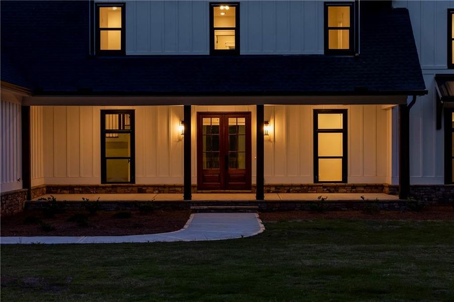 Front exterior of a new home in , Flowery Branch, GA, highlighting curb appeal (Image 24).