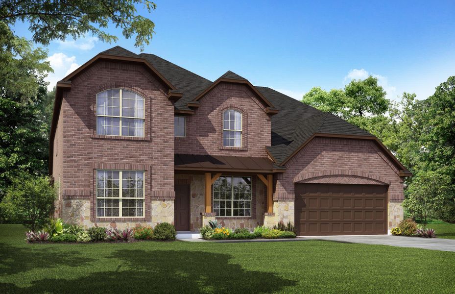 Elevation B with Stone | Concept 3218 at Villages of Walnut Grove in Midlothian, TX by Landsea Homes