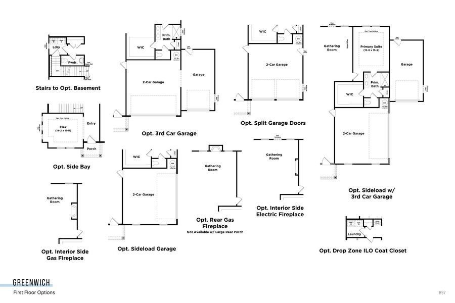 2D floor plan layout for the Greenwich by DRB Homes in Weavers Pointe, Zebulon, NC (Image 8).