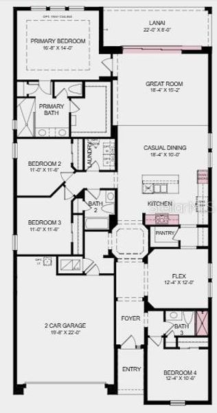 2D floor plan layout of this home in Hammock at Two Rivers, Zephyrhills, FL (Image 5).