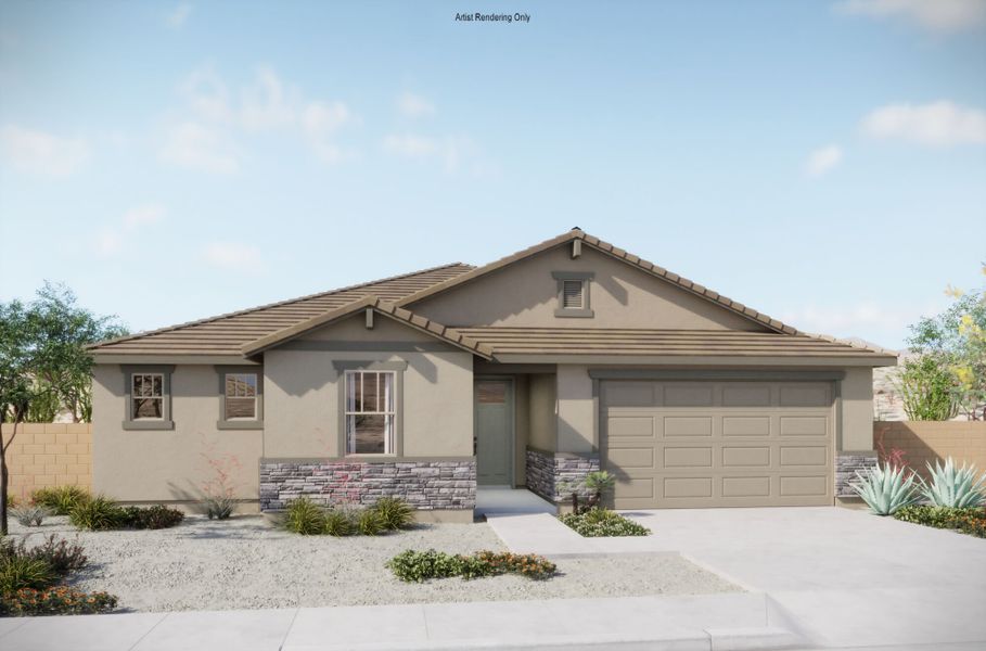 Representative exterior photo of a completed home built from the Burgundy by Mattamy Homes in Mountain View Ranch, Vail, AZ (Image 3).